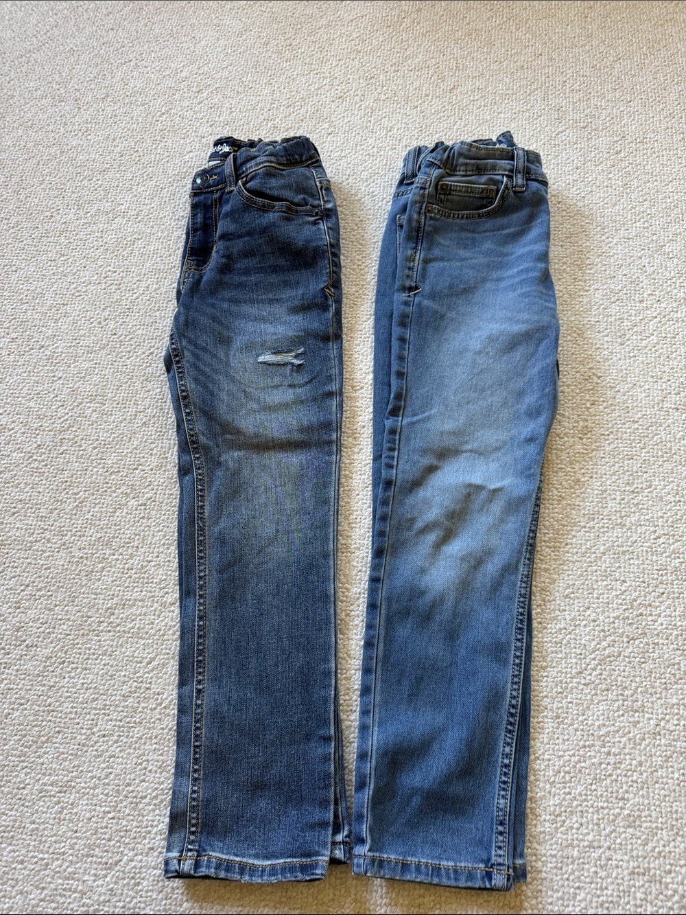 Cat & Jack boys Slim Straight Jeans bundle of 2 ,Medium & Dark Blue Wash size 8